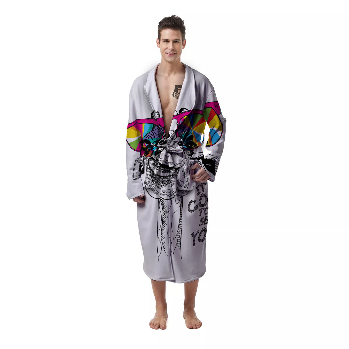 Giraffe Funny Print Men's Robe-grizzshop