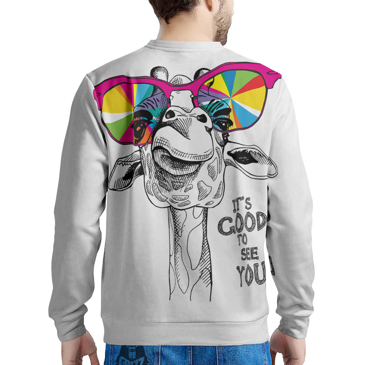 Giraffe Funny Print Men's Sweatshirt-grizzshop