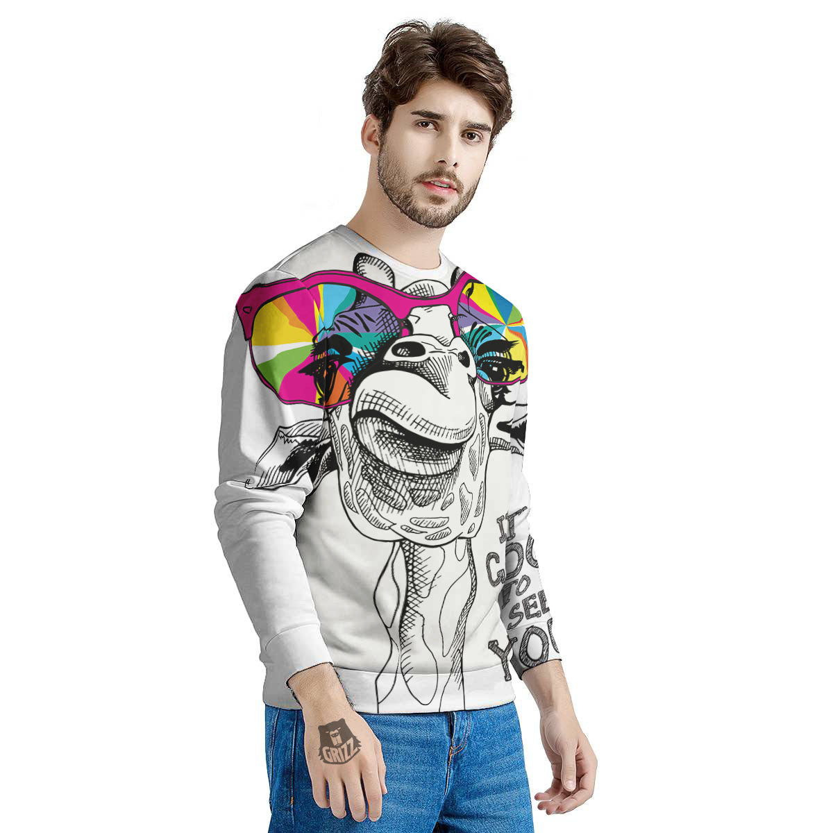 Giraffe Funny Print Men's Sweatshirt-grizzshop