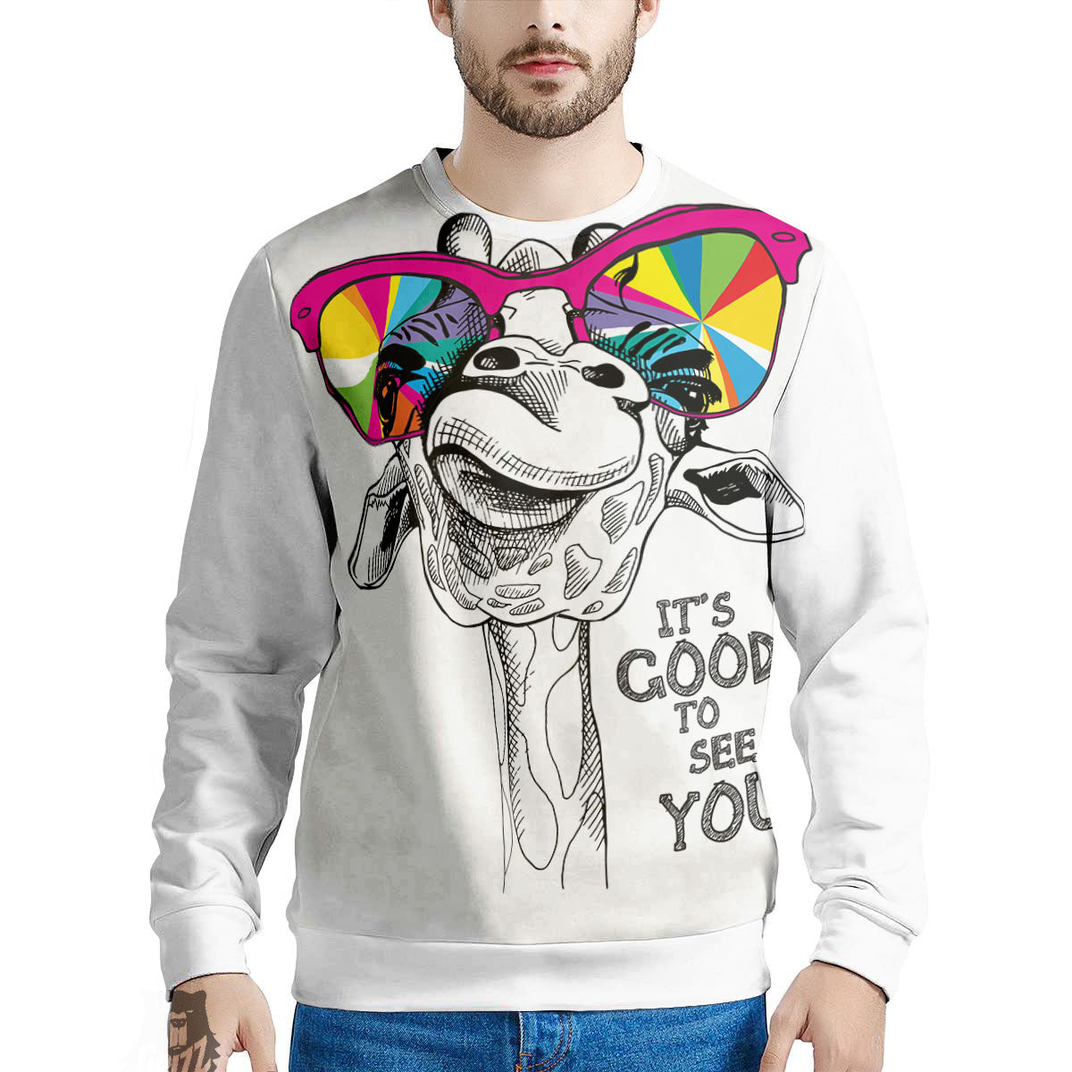 Giraffe Funny Print Men's Sweatshirt-grizzshop