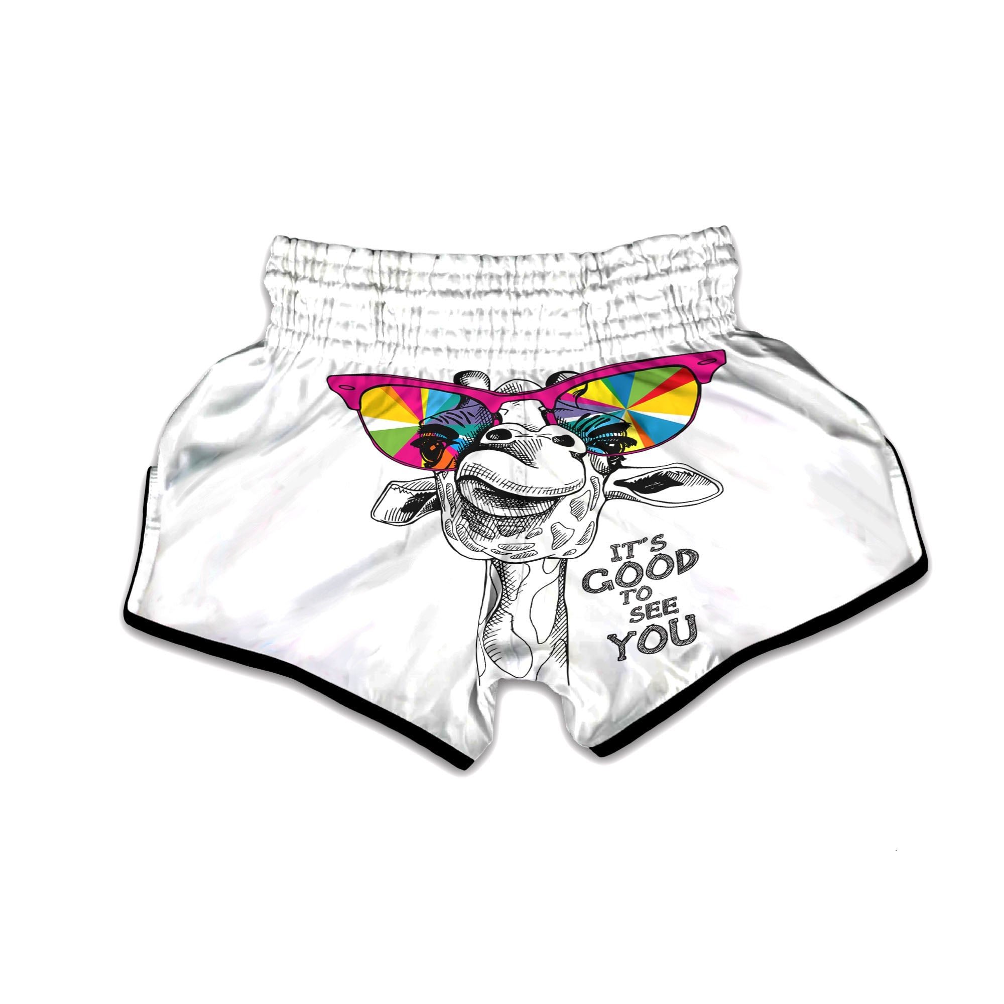 Giraffe Funny Print Muay Thai Boxing Shorts-grizzshop