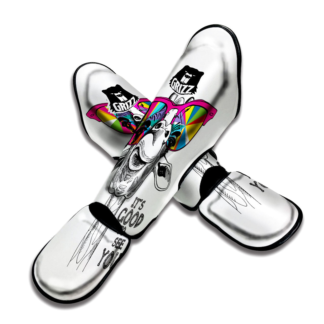 Giraffe Funny Print Muay Thai Shin Guards-grizzshop