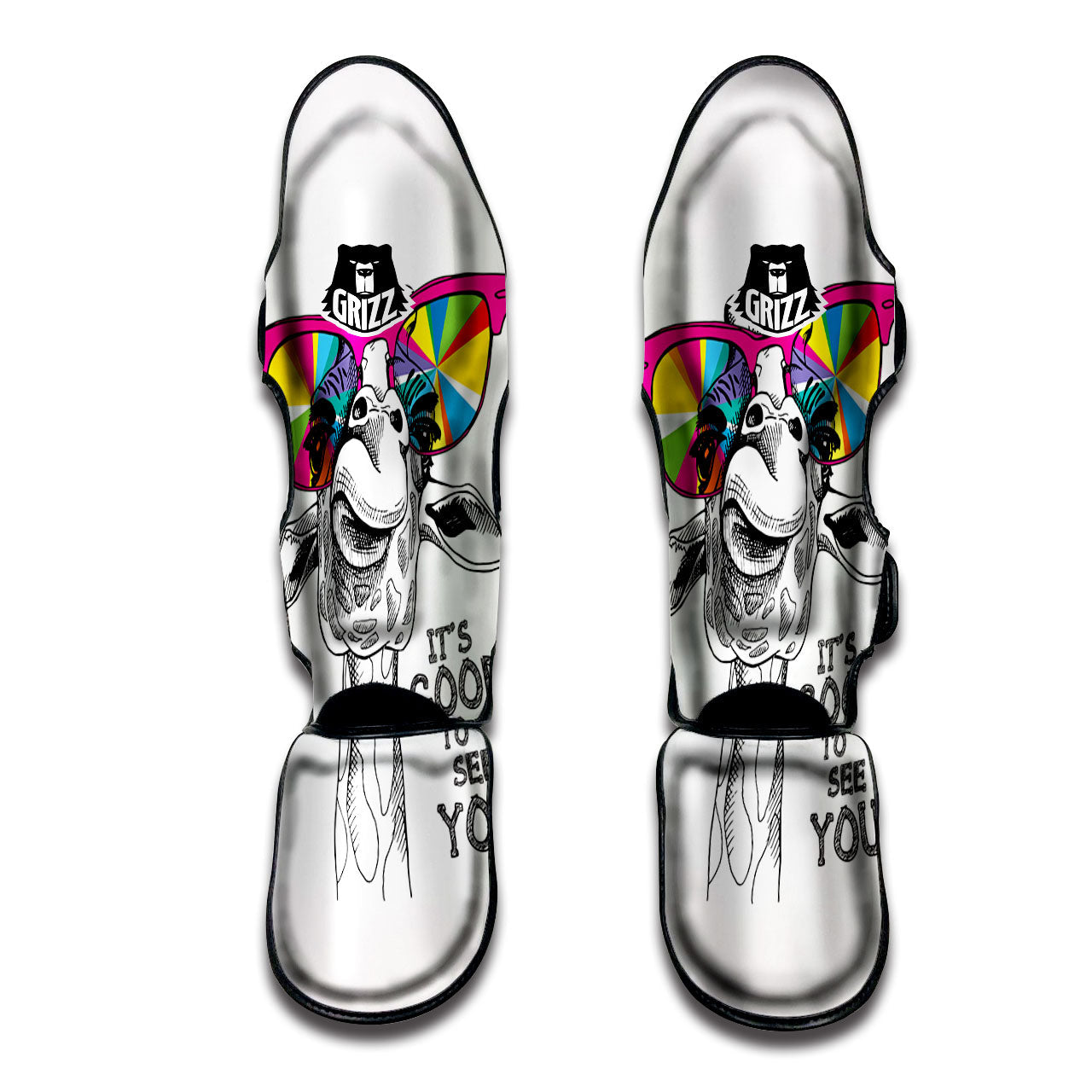 Giraffe Funny Print Muay Thai Shin Guards-grizzshop