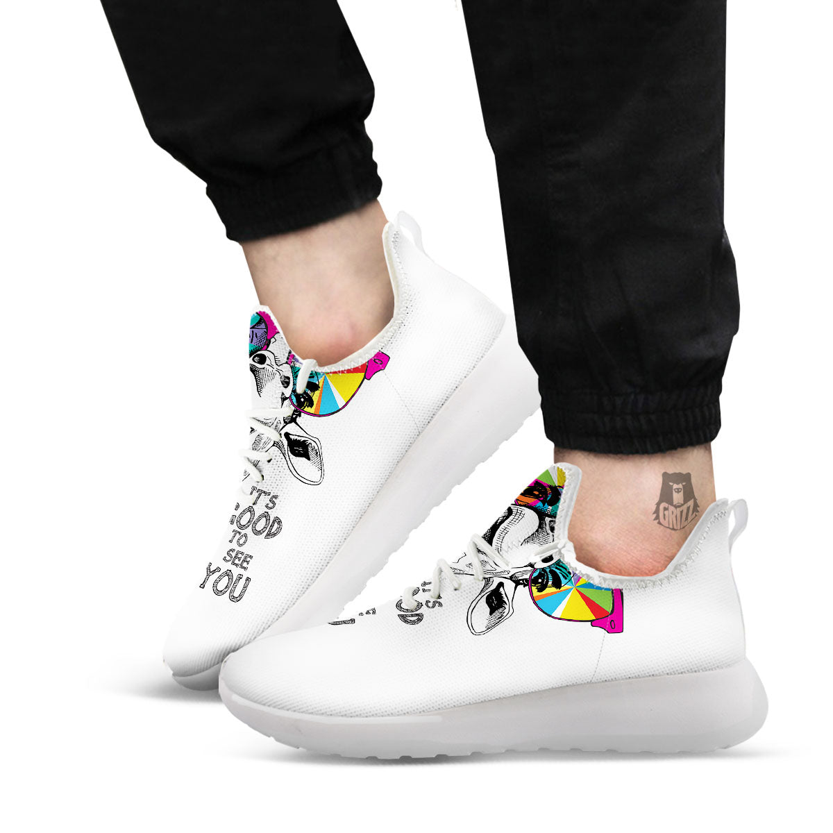 Giraffe Funny Print White Athletic Shoes-grizzshop