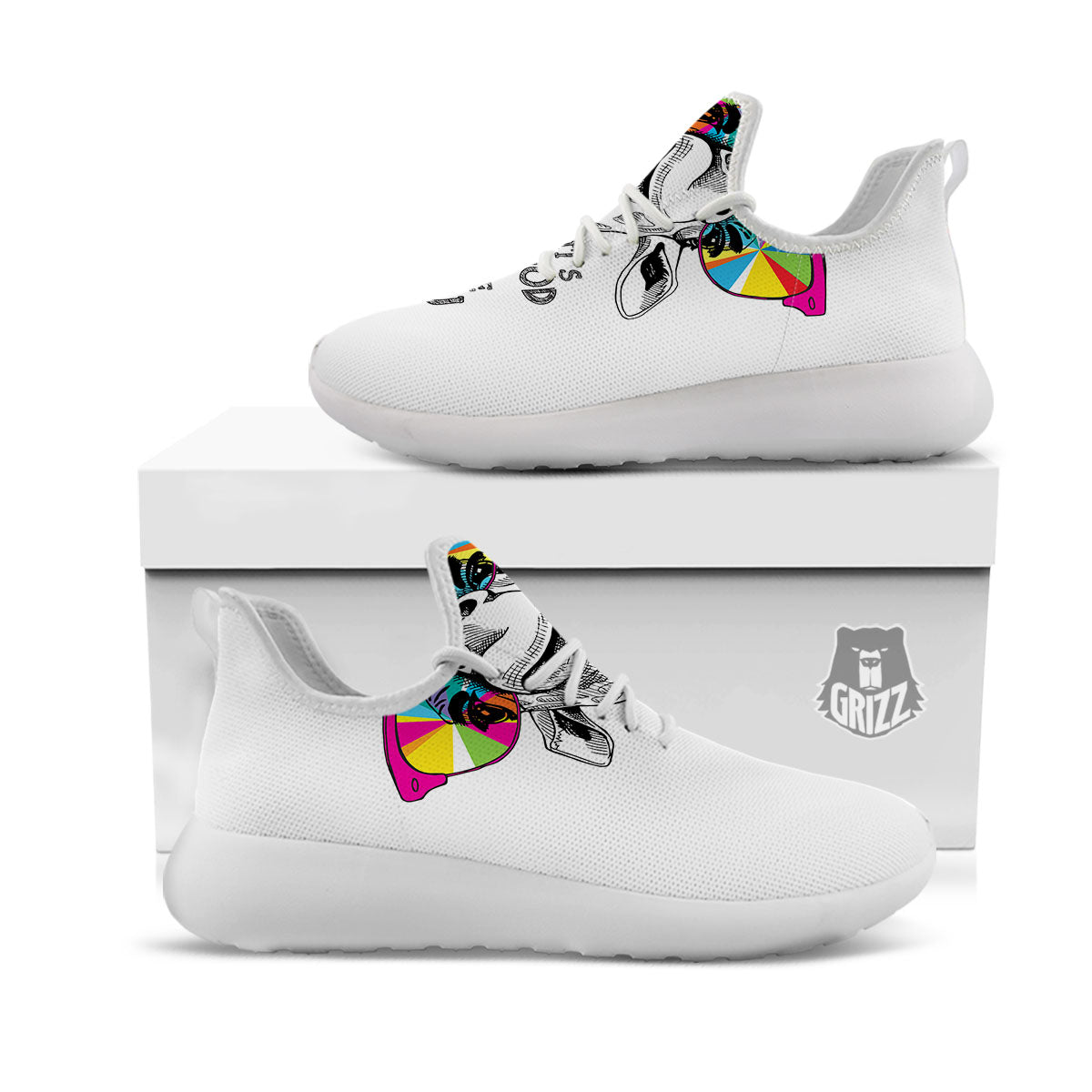 Giraffe Funny Print White Athletic Shoes-grizzshop