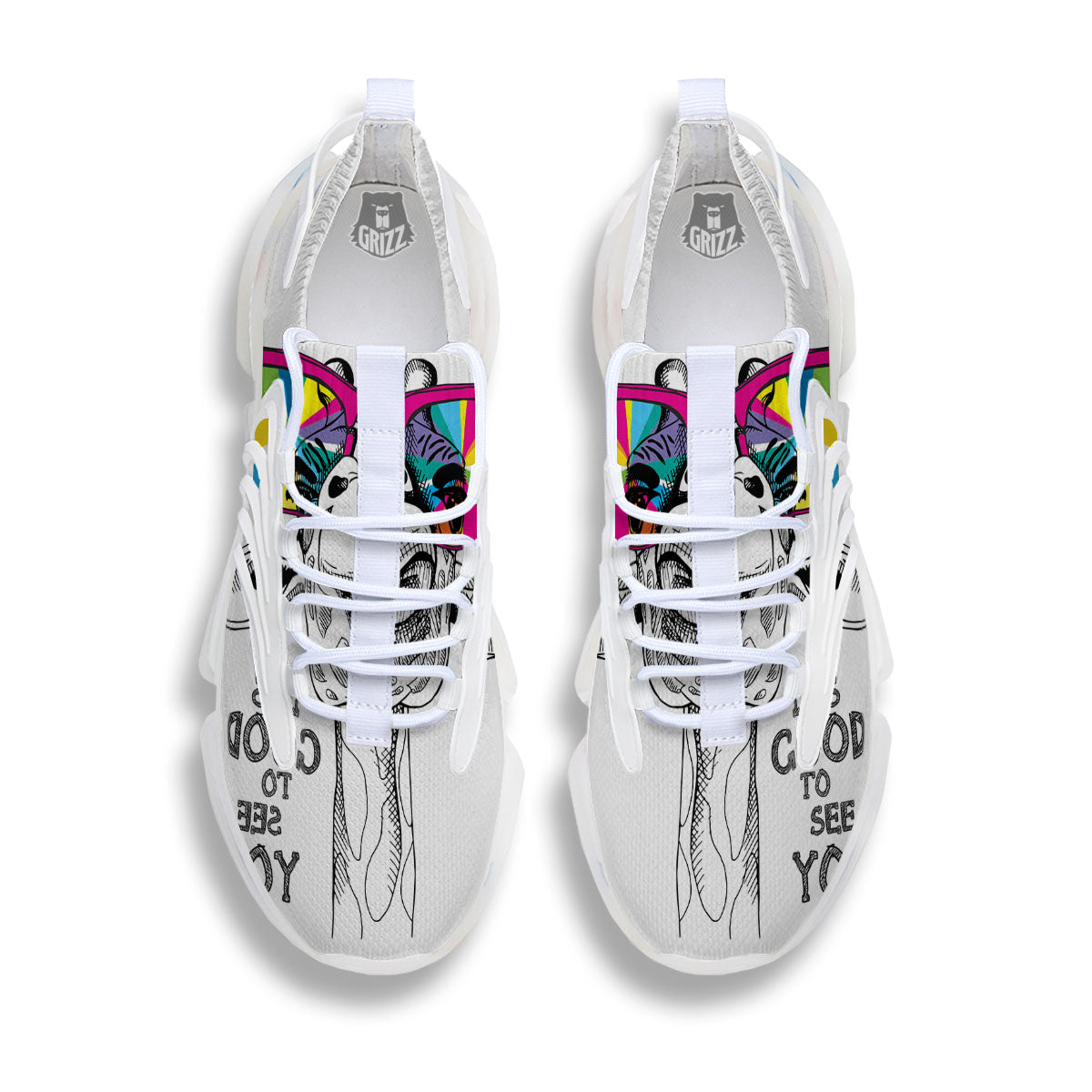 Giraffe Funny Print White Gym Shoes-grizzshop