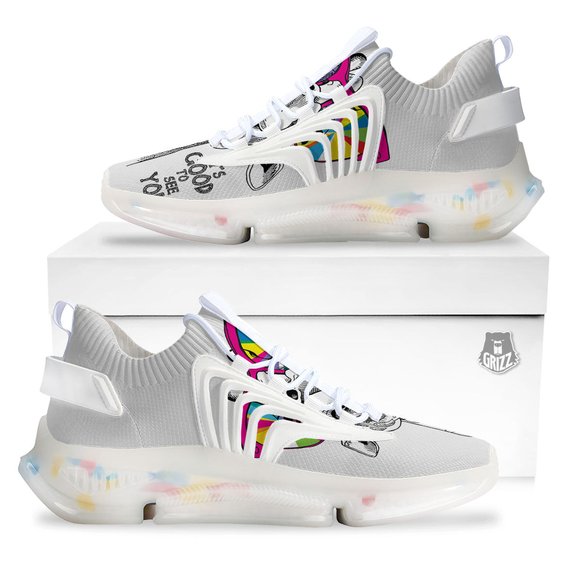 Giraffe Funny Print White Gym Shoes-grizzshop