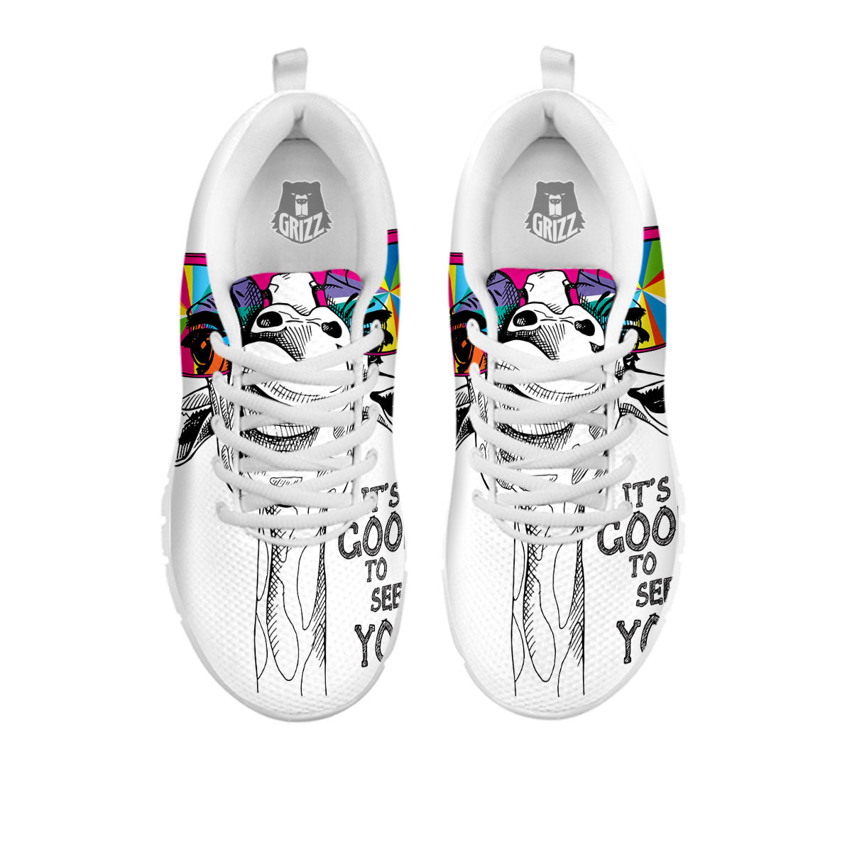 Giraffe Funny Print White Sneaker-grizzshop