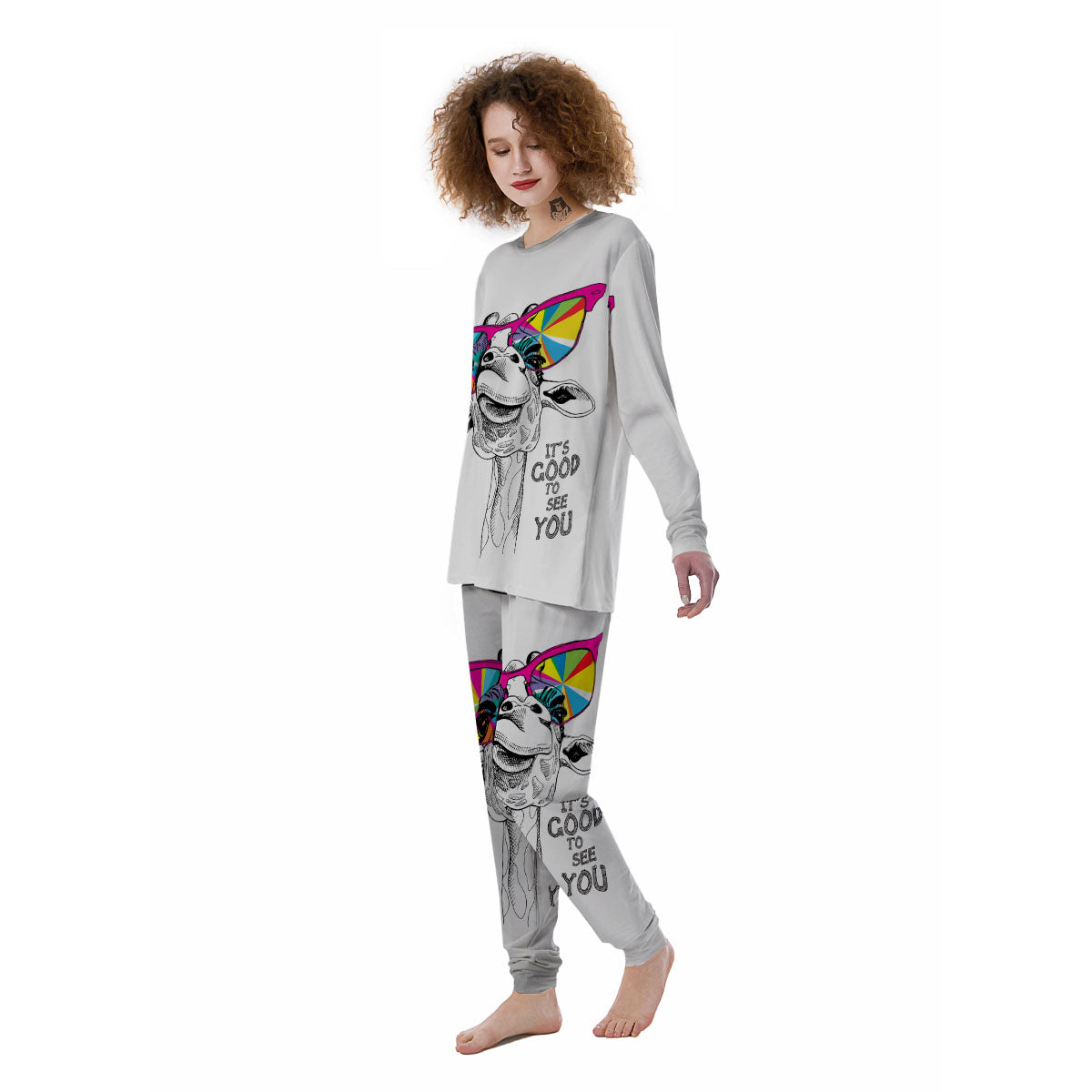 Giraffe Funny Print Women's Pajamas-grizzshop