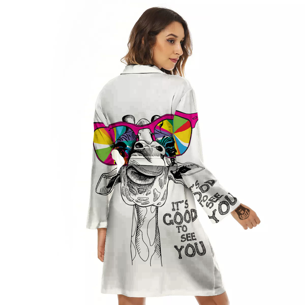 Giraffe Funny Print Women's Robe-grizzshop