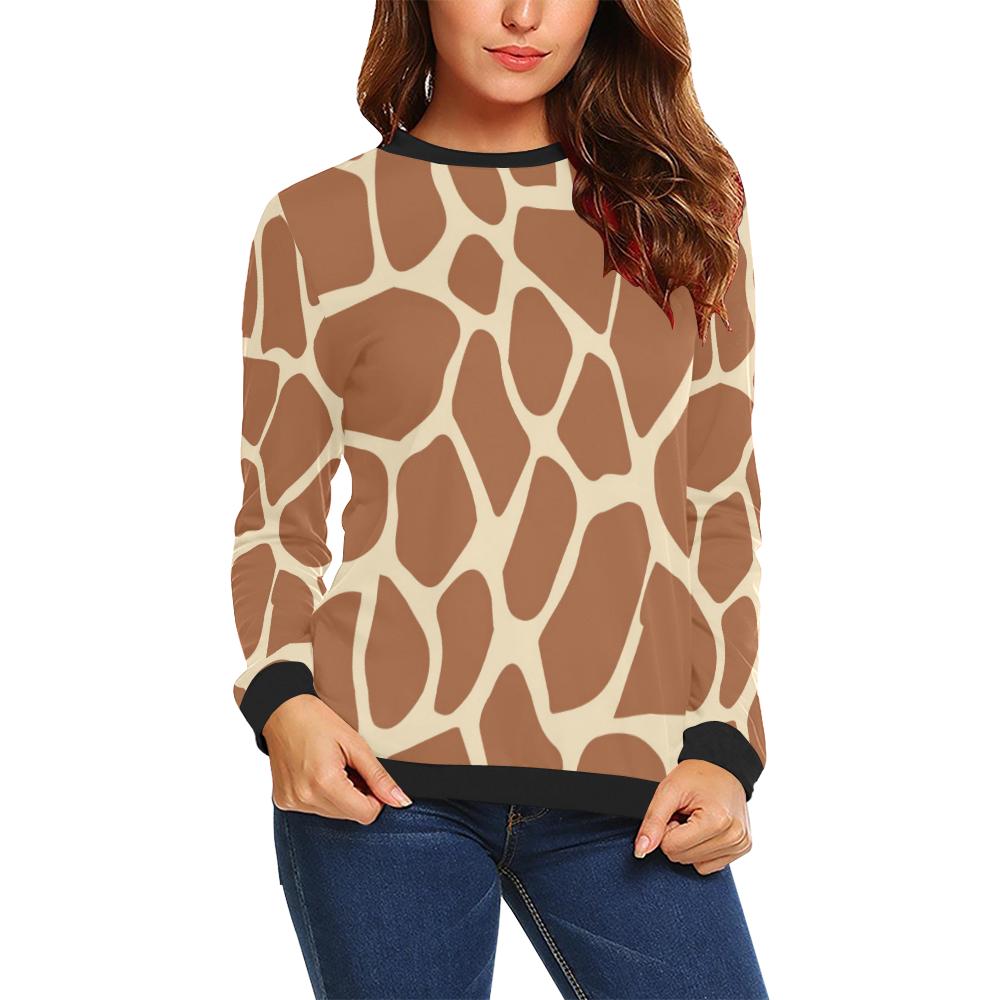 Giraffe Pattern Print Women Crewneck Sweatshirt-grizzshop