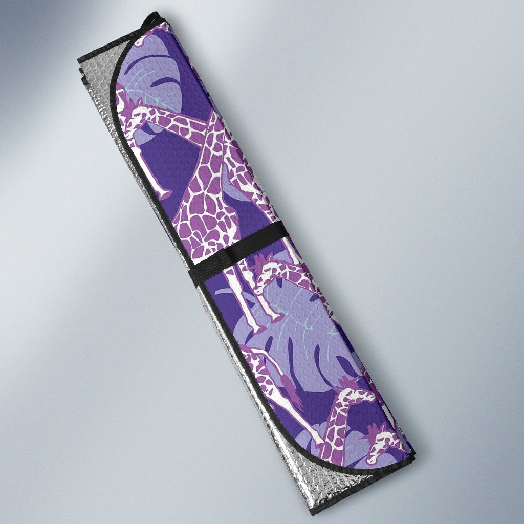 Giraffe Purple Pattern Print Car Sun Shade-grizzshop