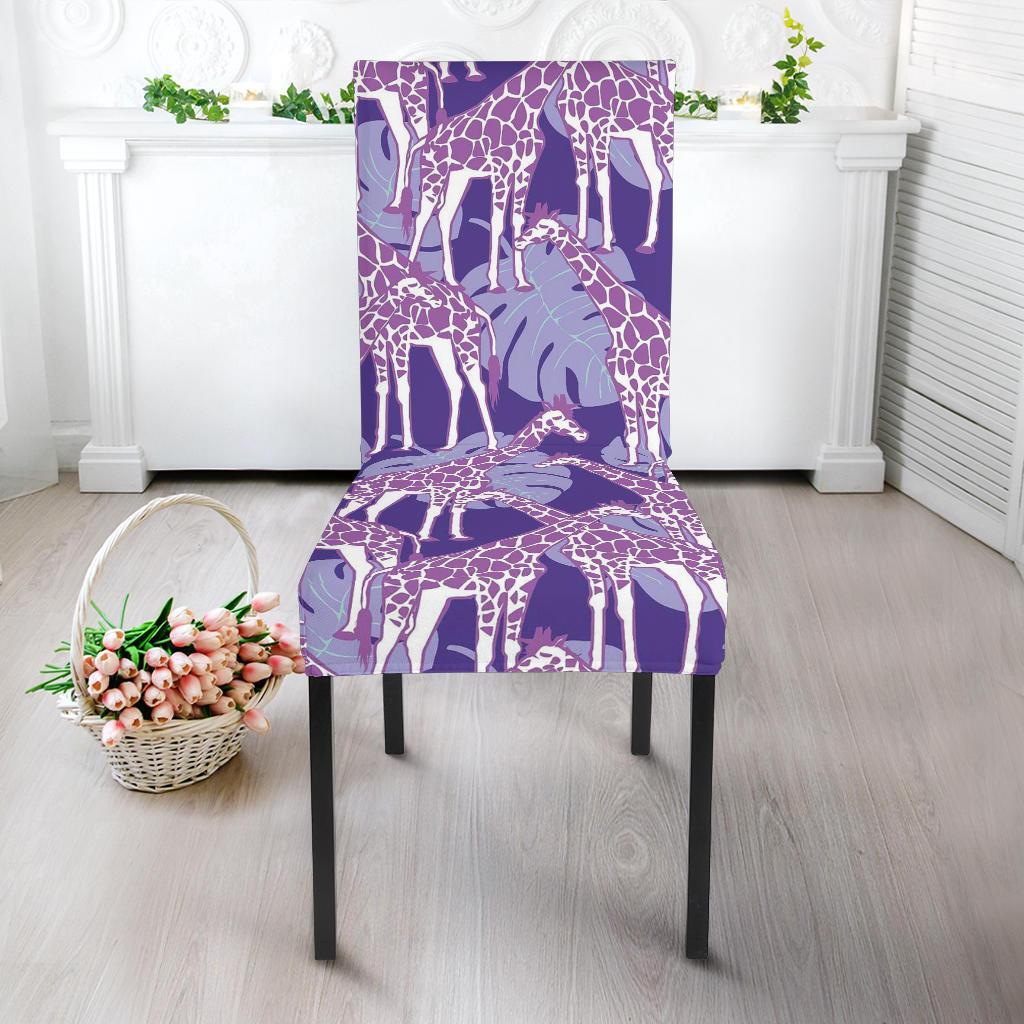 Giraffe Purple Pattern Print Chair Cover-grizzshop