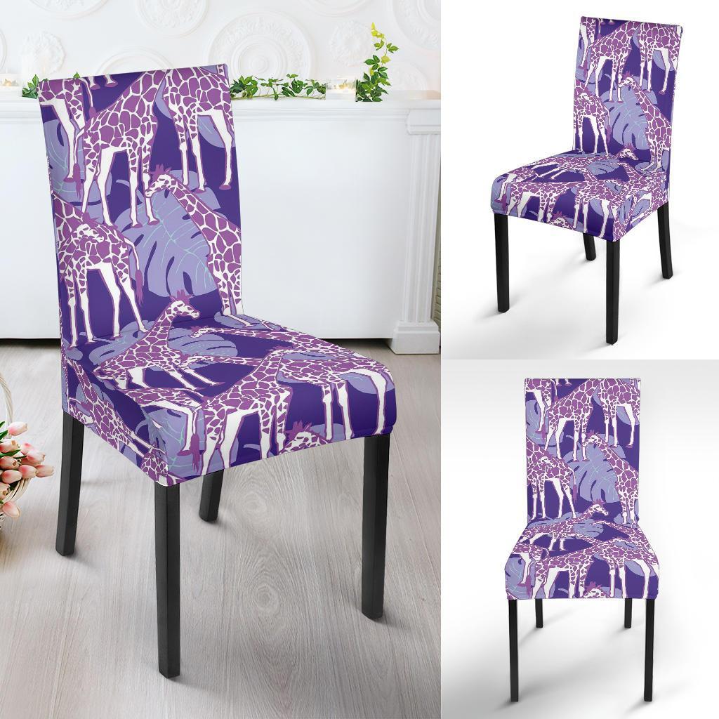 Giraffe Purple Pattern Print Chair Cover-grizzshop