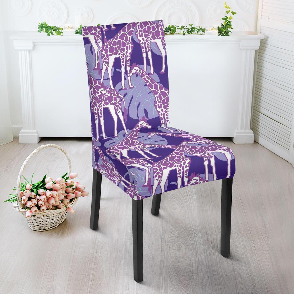 Giraffe Purple Pattern Print Chair Cover-grizzshop