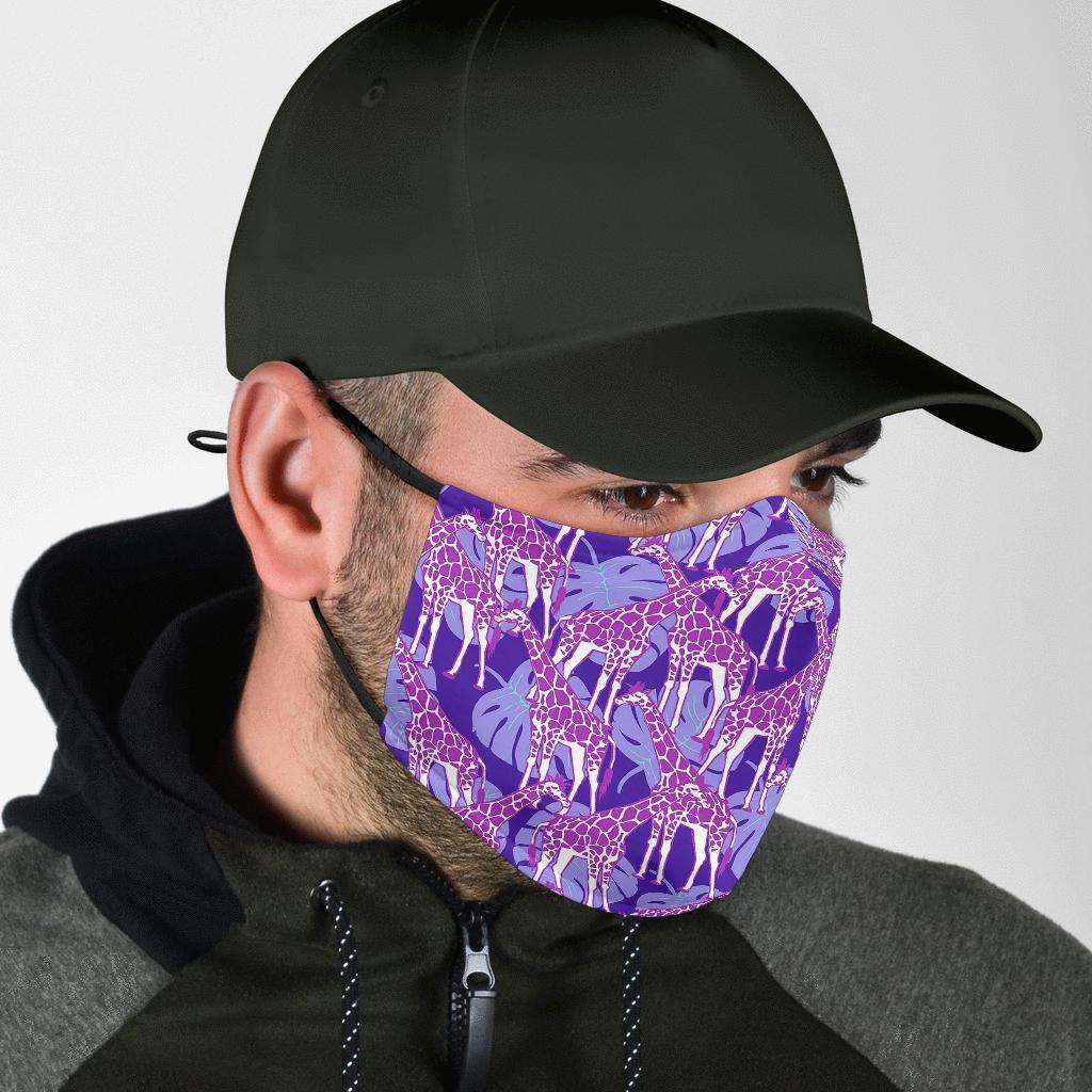 Giraffe Purple Pattern Print Face Mask-grizzshop