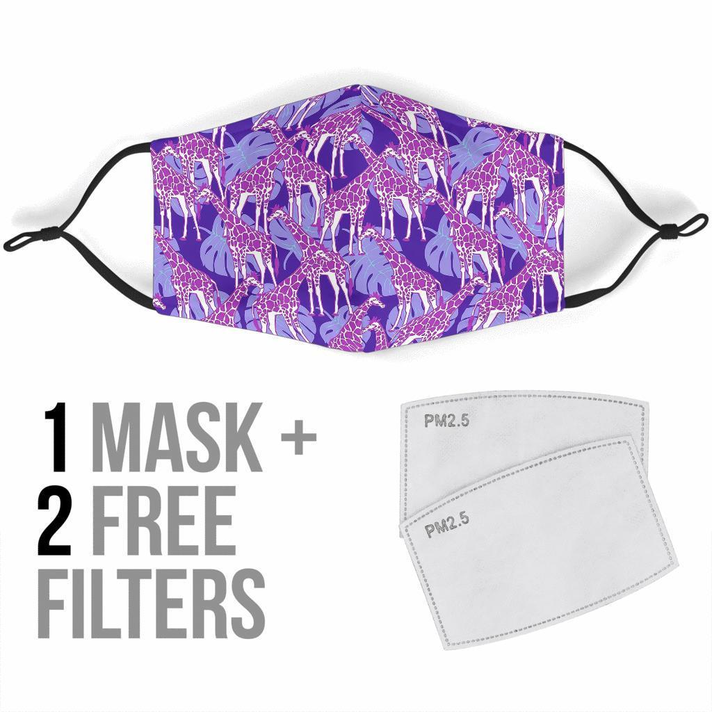 Giraffe Purple Pattern Print Face Mask-grizzshop