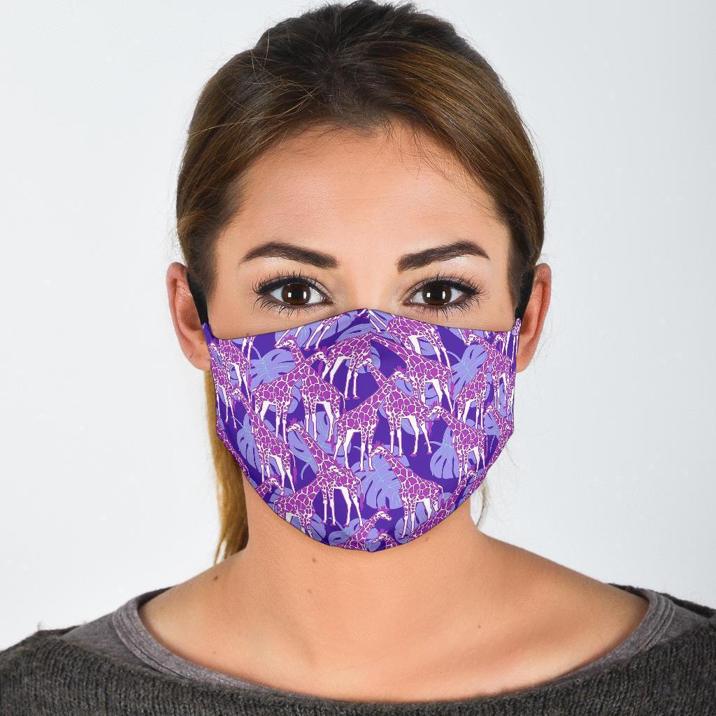 Giraffe Purple Pattern Print Face Mask-grizzshop