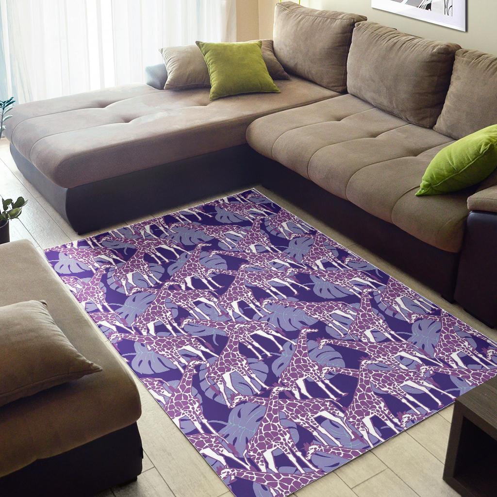 Giraffe Purple Pattern Print Floor Mat-grizzshop