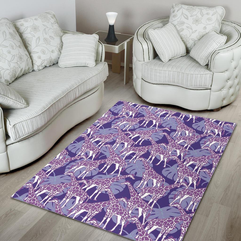 Giraffe Purple Pattern Print Floor Mat-grizzshop