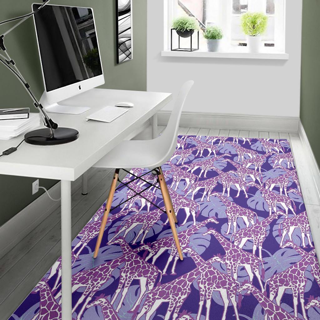 Giraffe Purple Pattern Print Floor Mat-grizzshop