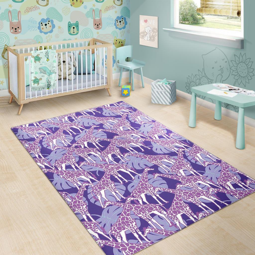 Giraffe Purple Pattern Print Floor Mat-grizzshop