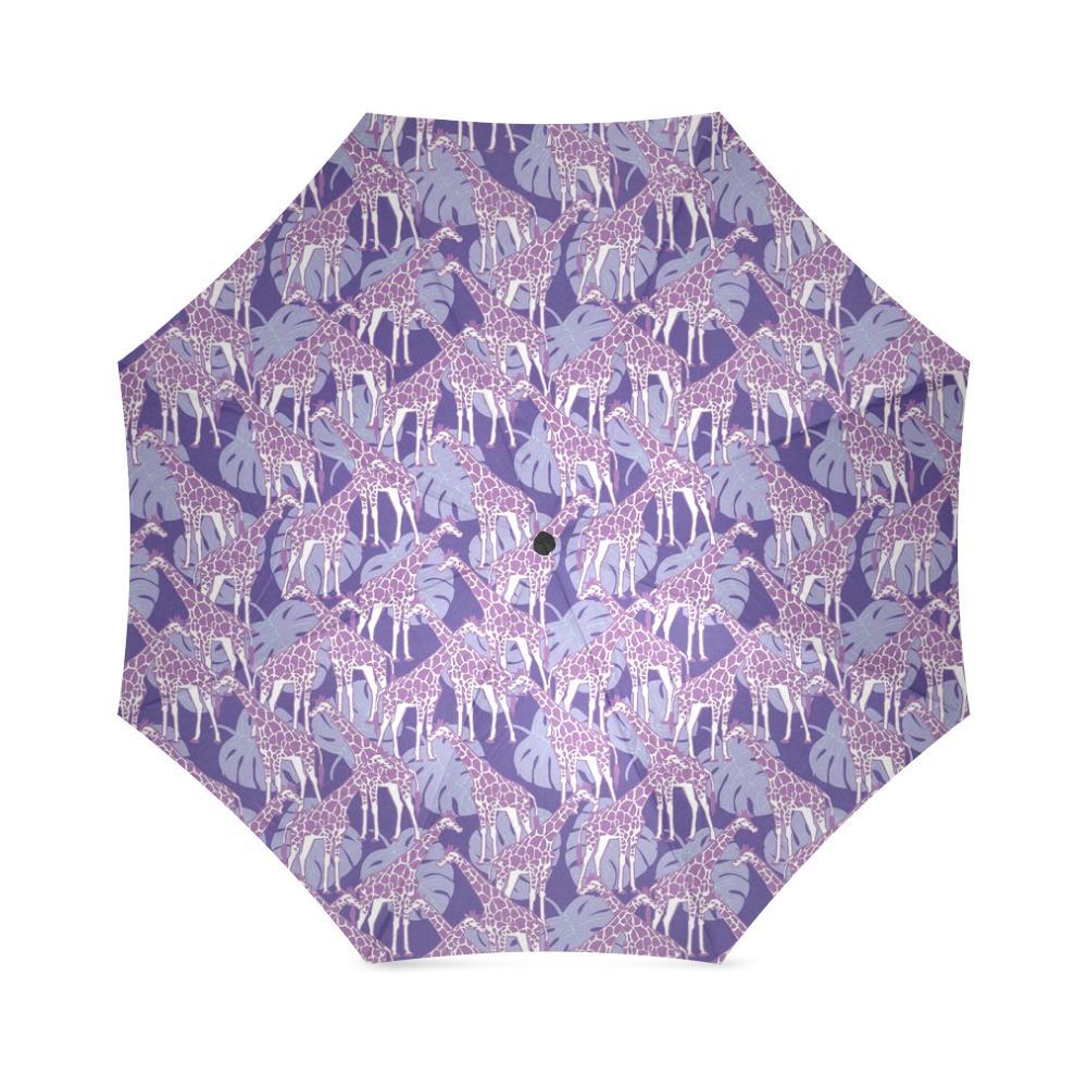 Giraffe Purple Pattern Print Foldable Umbrella-grizzshop