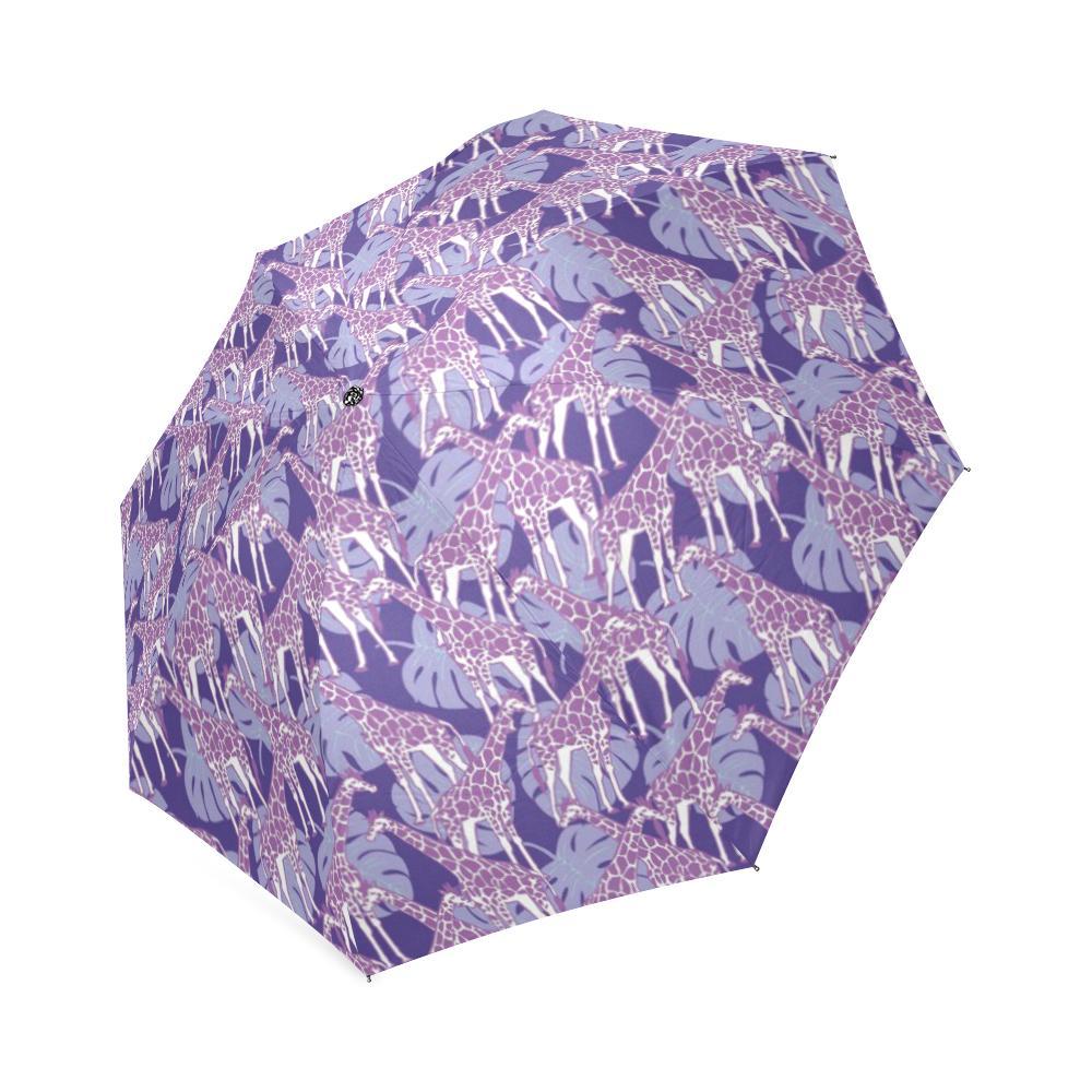 Giraffe Purple Pattern Print Foldable Umbrella-grizzshop