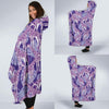 Giraffe Purple Pattern Print Hooded Blanket-grizzshop