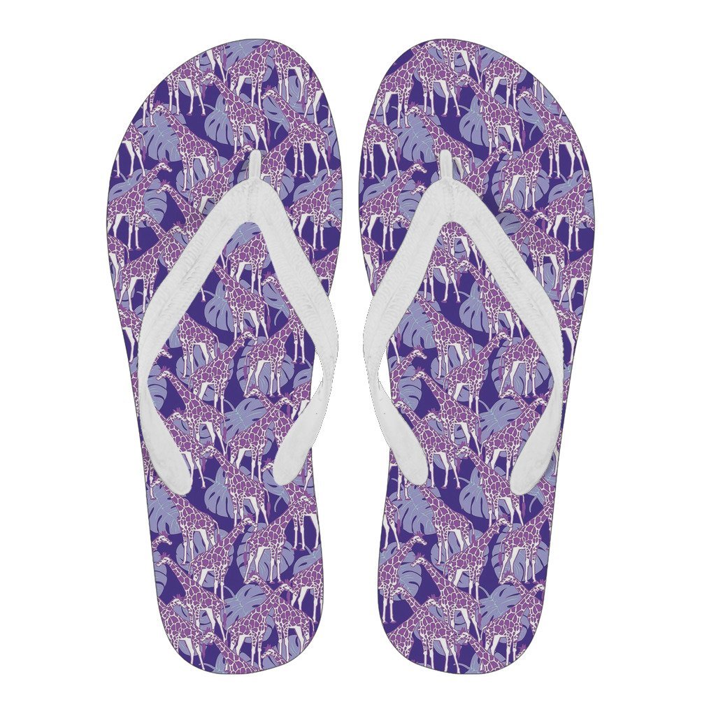 Giraffe Purple Pattern Print Men & Women Flip Flops-grizzshop