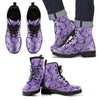 Giraffe Purple Pattern Print Men Women Leather Boots-grizzshop