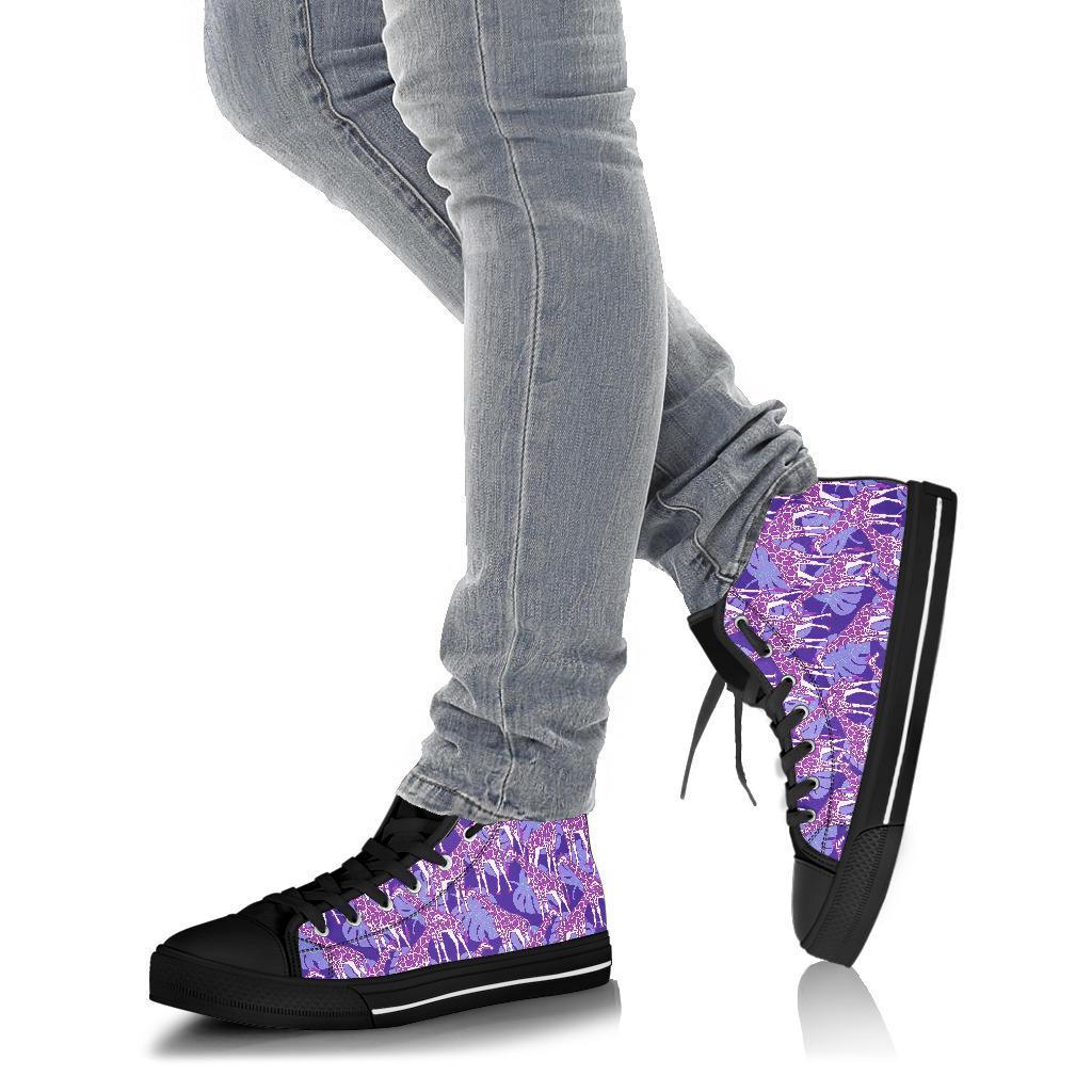 Giraffe Purple Pattern Print Men Women's High Top Shoes-grizzshop