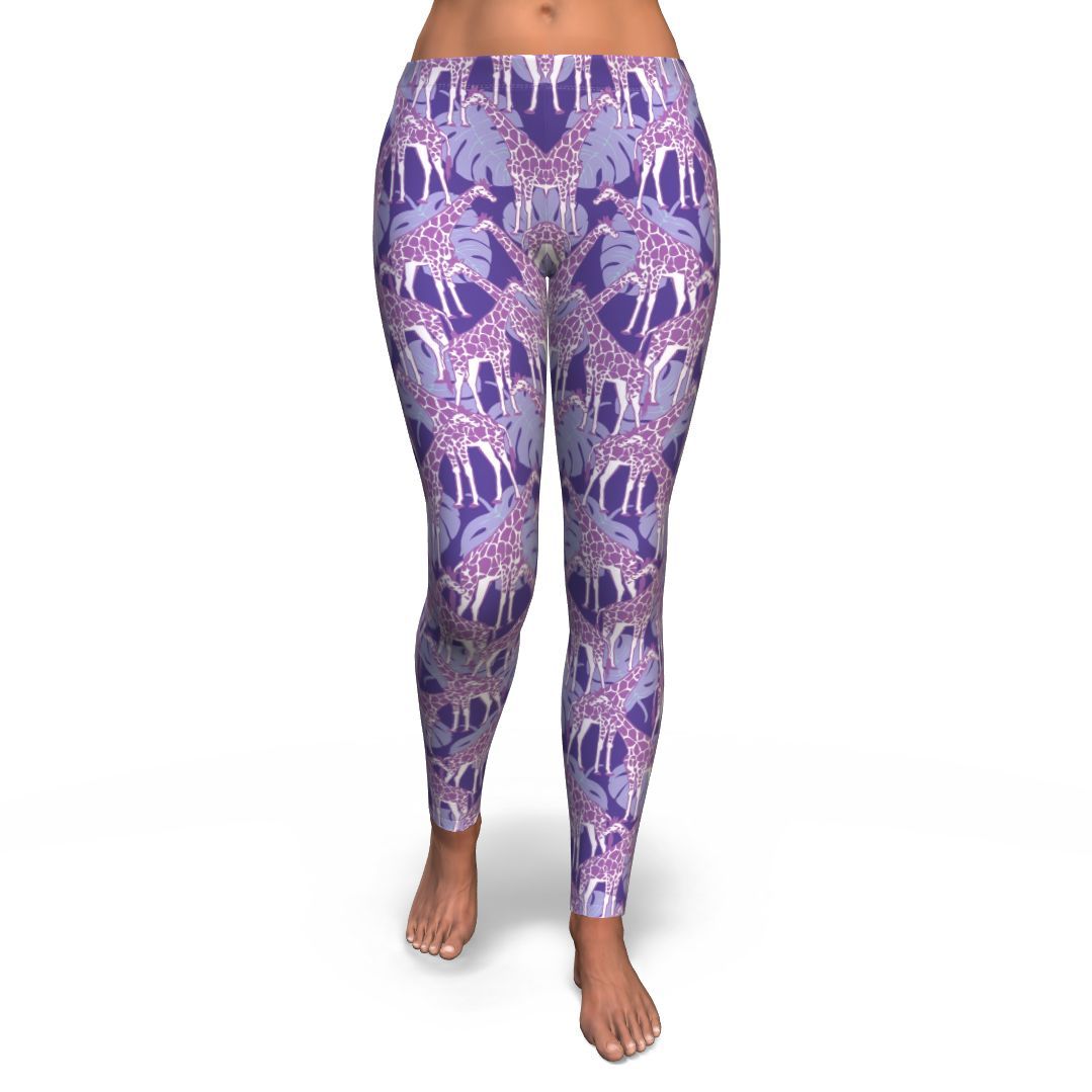 Giraffe Purple Pattern Print Pattern Women Leggings-grizzshop