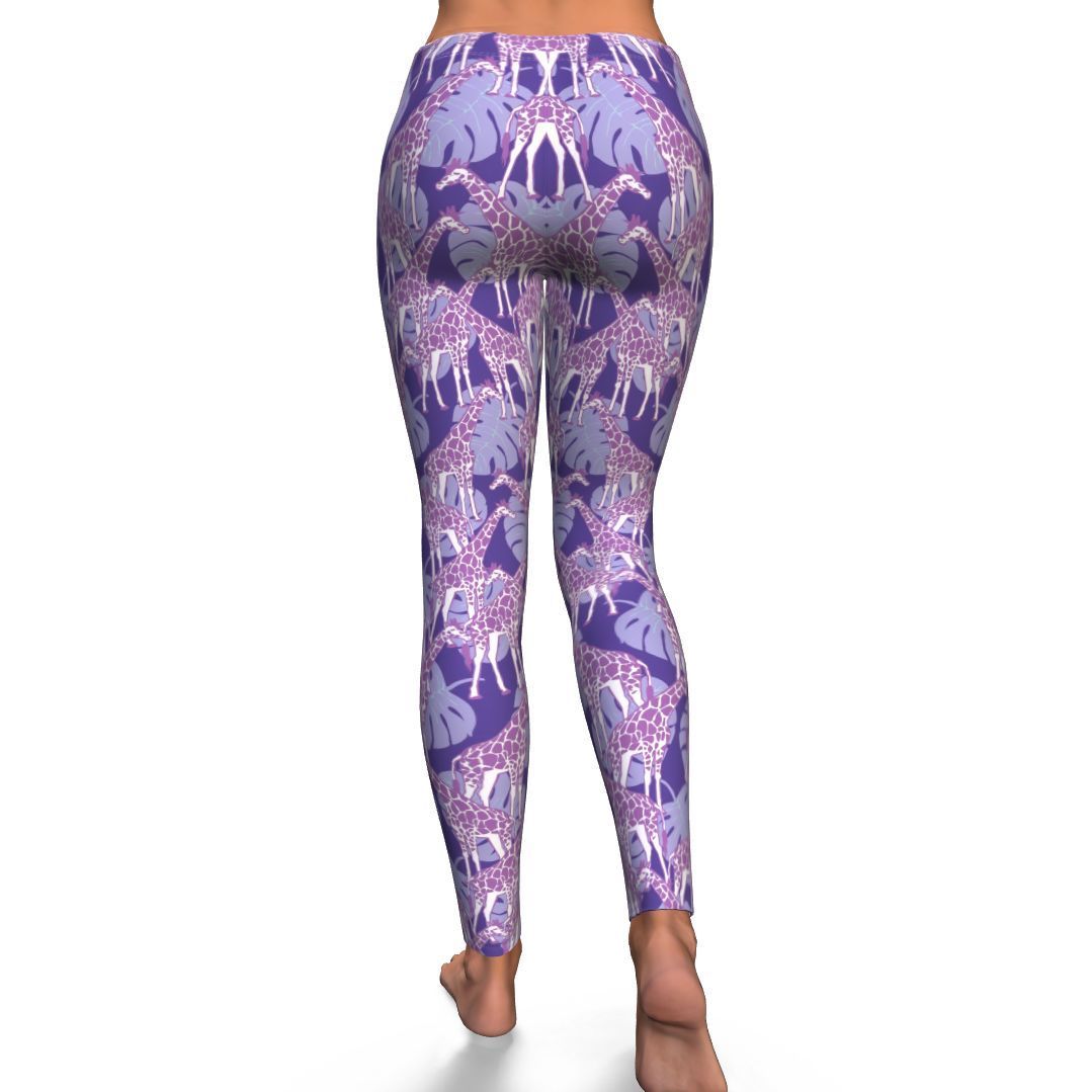 Giraffe Purple Pattern Print Pattern Women Leggings-grizzshop