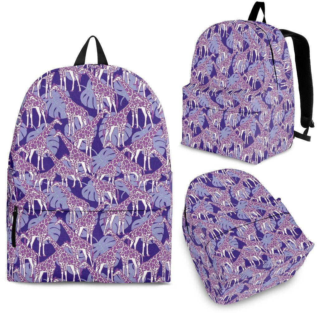 Giraffe Purple Pattern Print Premium Backpack-grizzshop