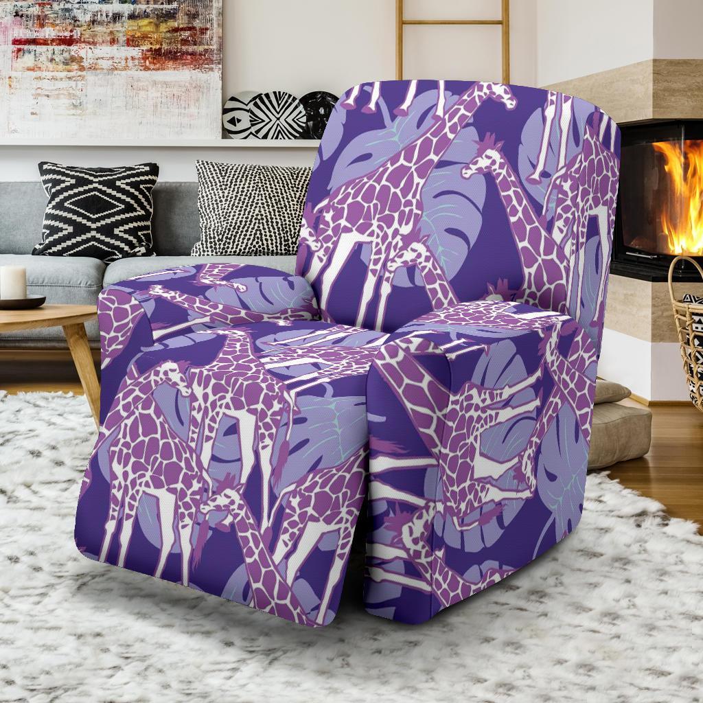 Giraffe Purple Pattern Print Recliner Cover-grizzshop