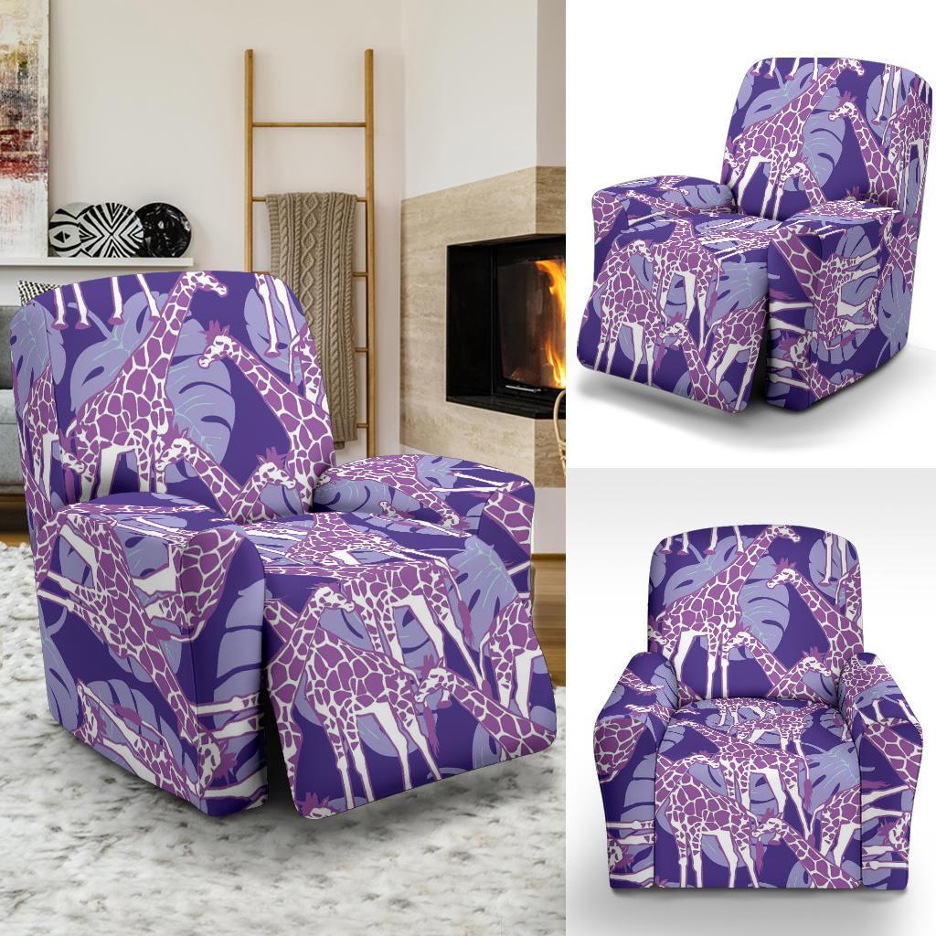 Giraffe Purple Pattern Print Recliner Cover-grizzshop