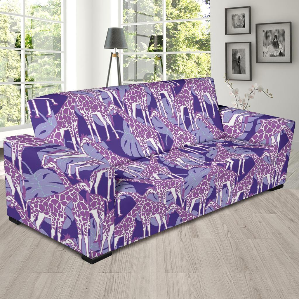 Giraffe Purple Pattern Print Sofa Covers-grizzshop