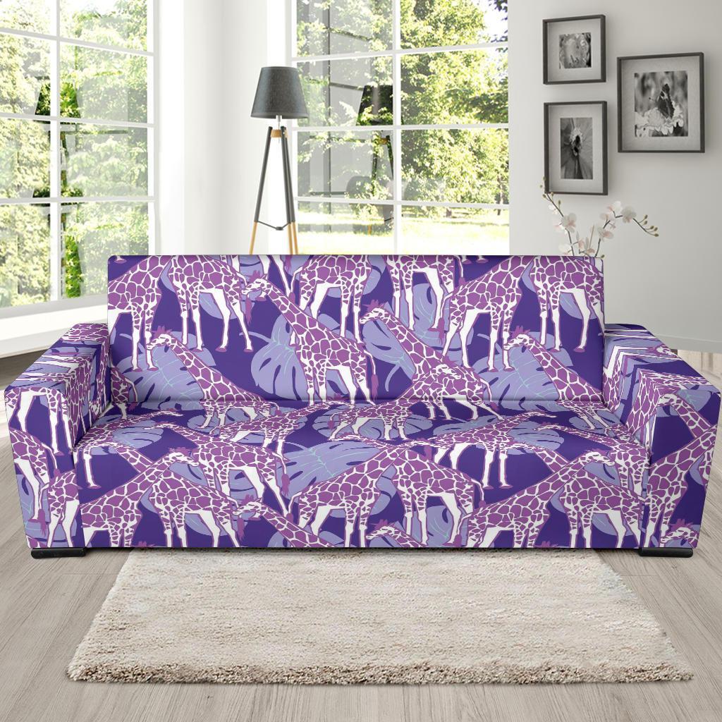 Giraffe Purple Pattern Print Sofa Covers-grizzshop