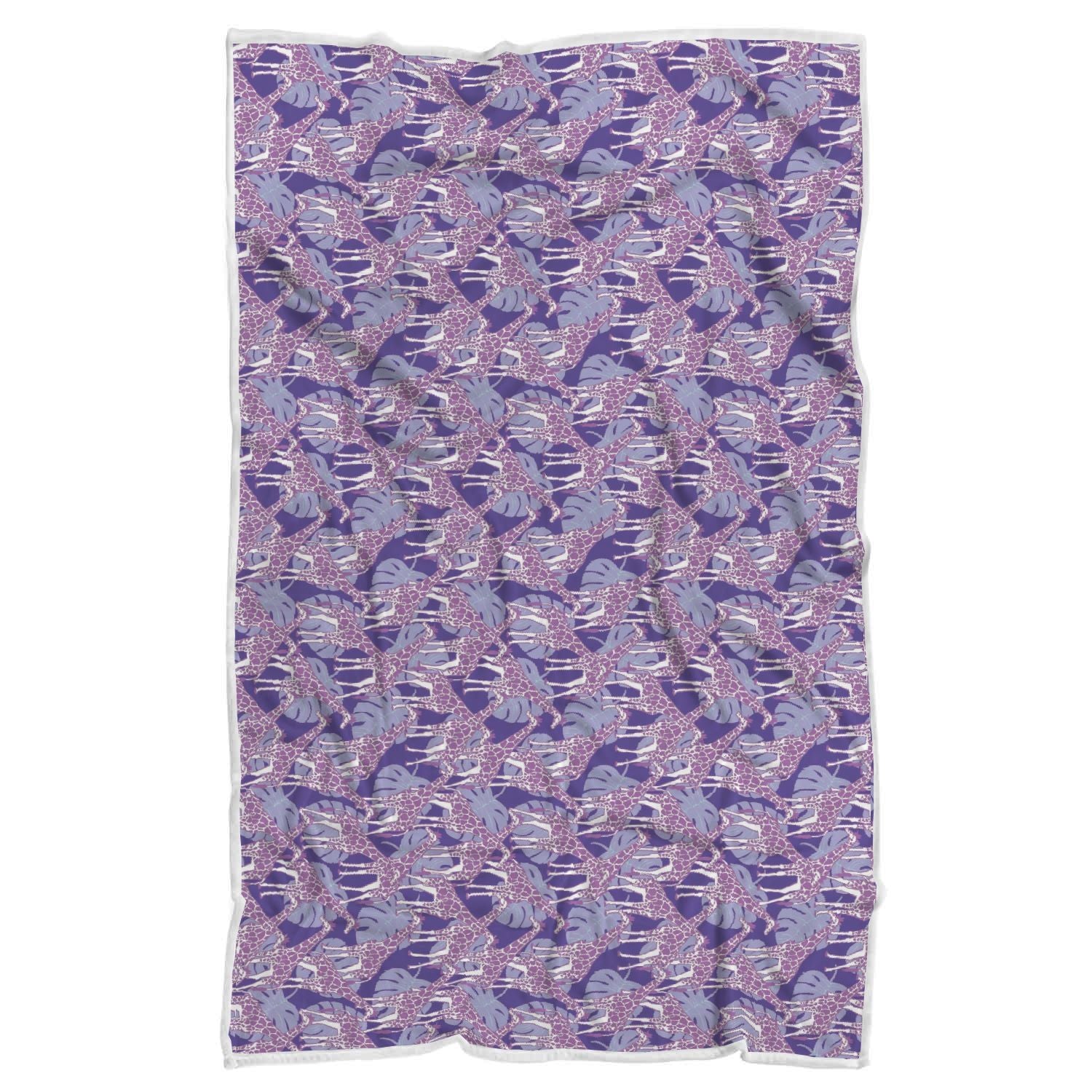 Giraffe Purple Pattern Print Throw Blanket-grizzshop