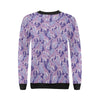 Giraffe Purple Pattern Print Women Crewneck Sweatshirt-grizzshop