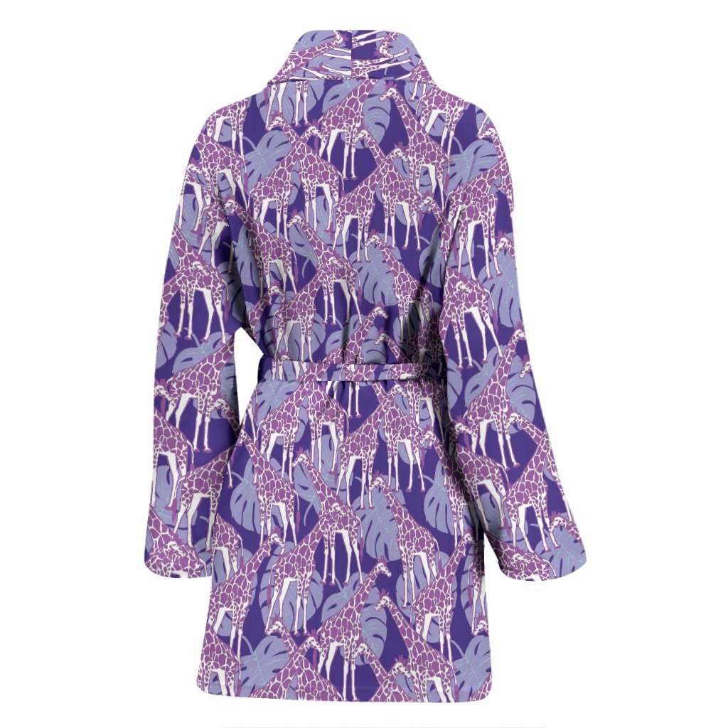 Giraffe Purple Pattern Print Women Long Robe-grizzshop