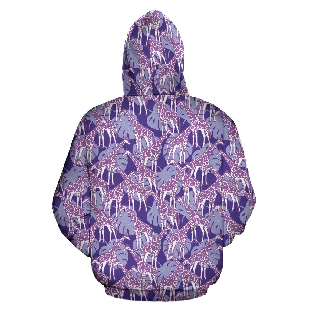 Giraffe Purple Pattern Print Women Men Pullover Hoodie-grizzshop