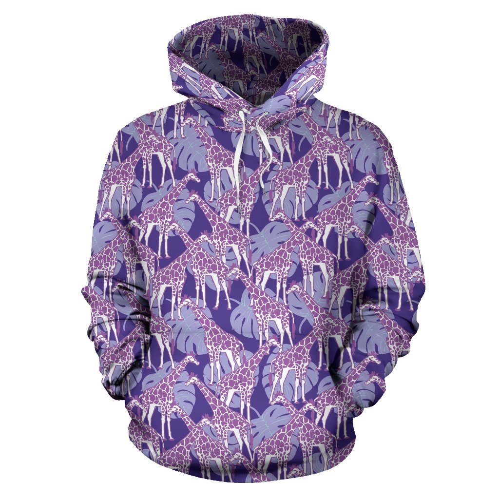 Giraffe Purple Pattern Print Women Men Pullover Hoodie-grizzshop