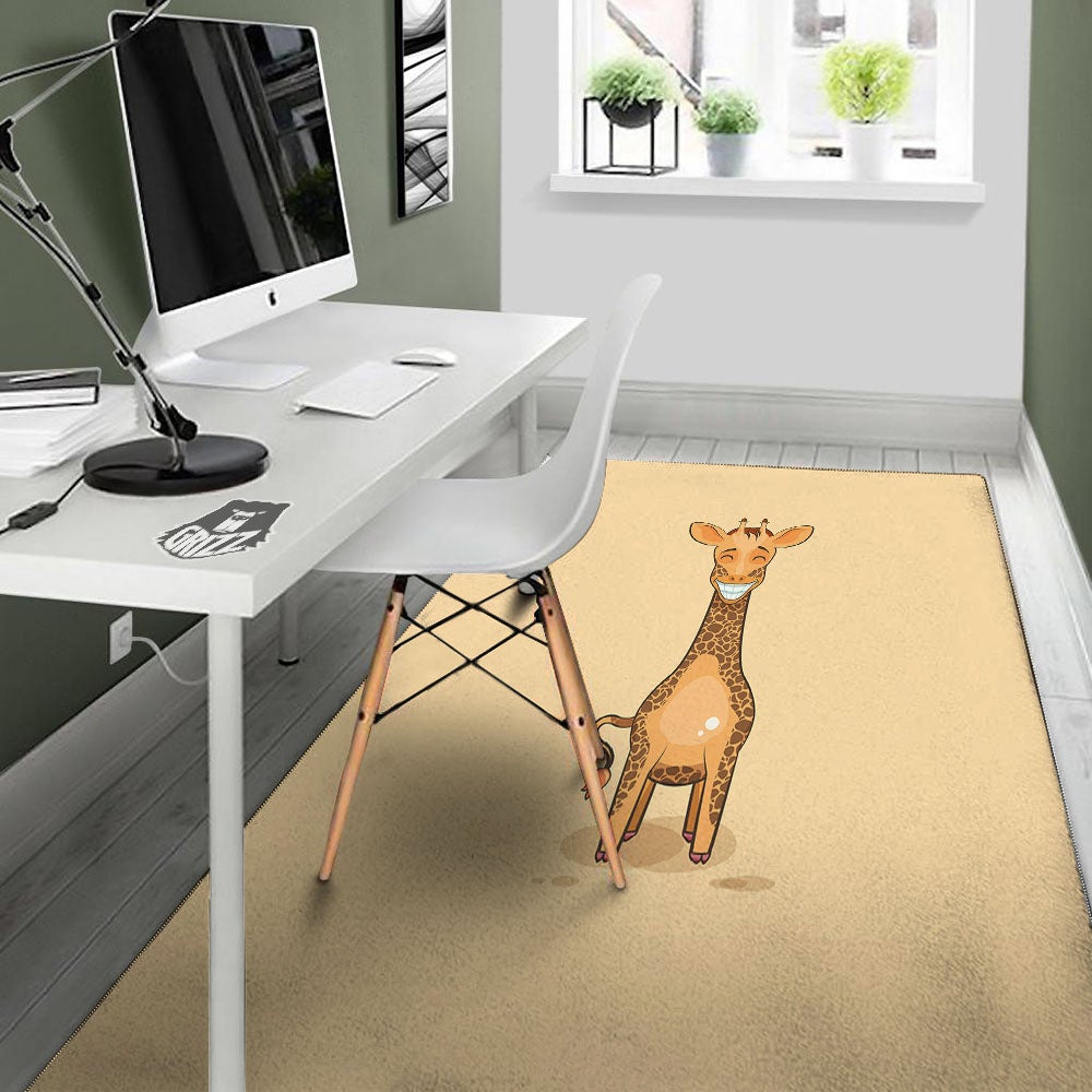 Giraffe Smiley Face Print Floor Mat-grizzshop