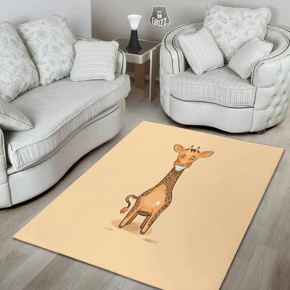 Giraffe Smiley Face Print Floor Mat-grizzshop