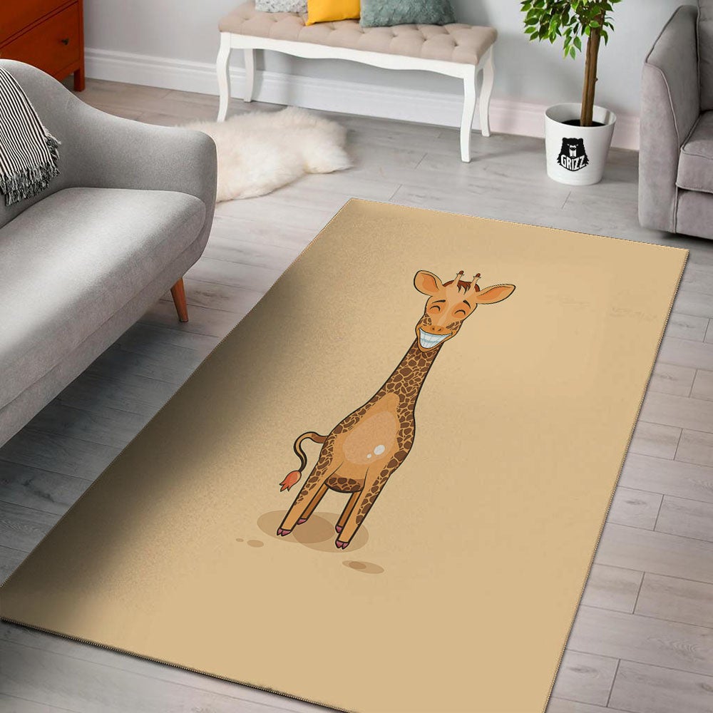 Giraffe Smiley Face Print Floor Mat-grizzshop