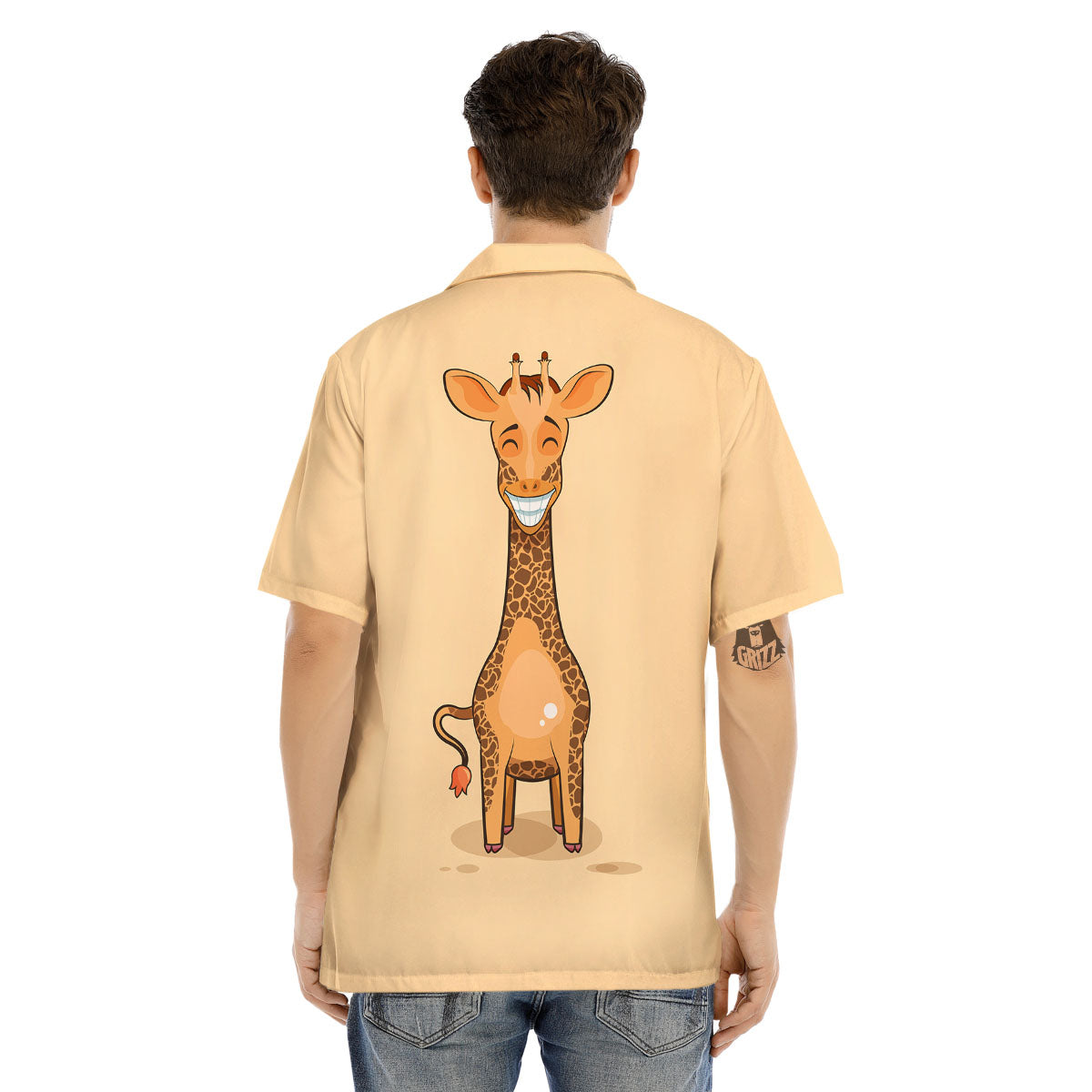 Giraffe Smiley Face Print Men's Hawaiian Shirt-grizzshop