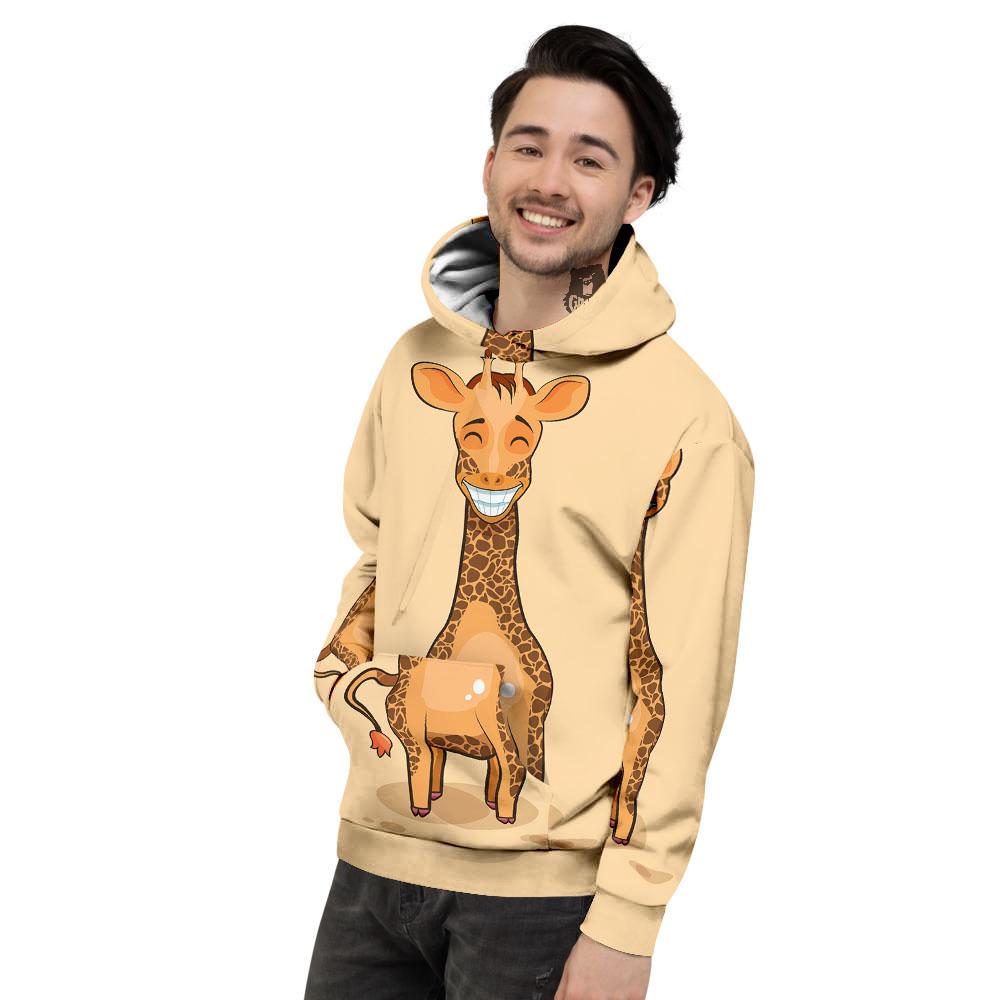 Giraffe Smiley Face Print Men's Hoodie-grizzshop
