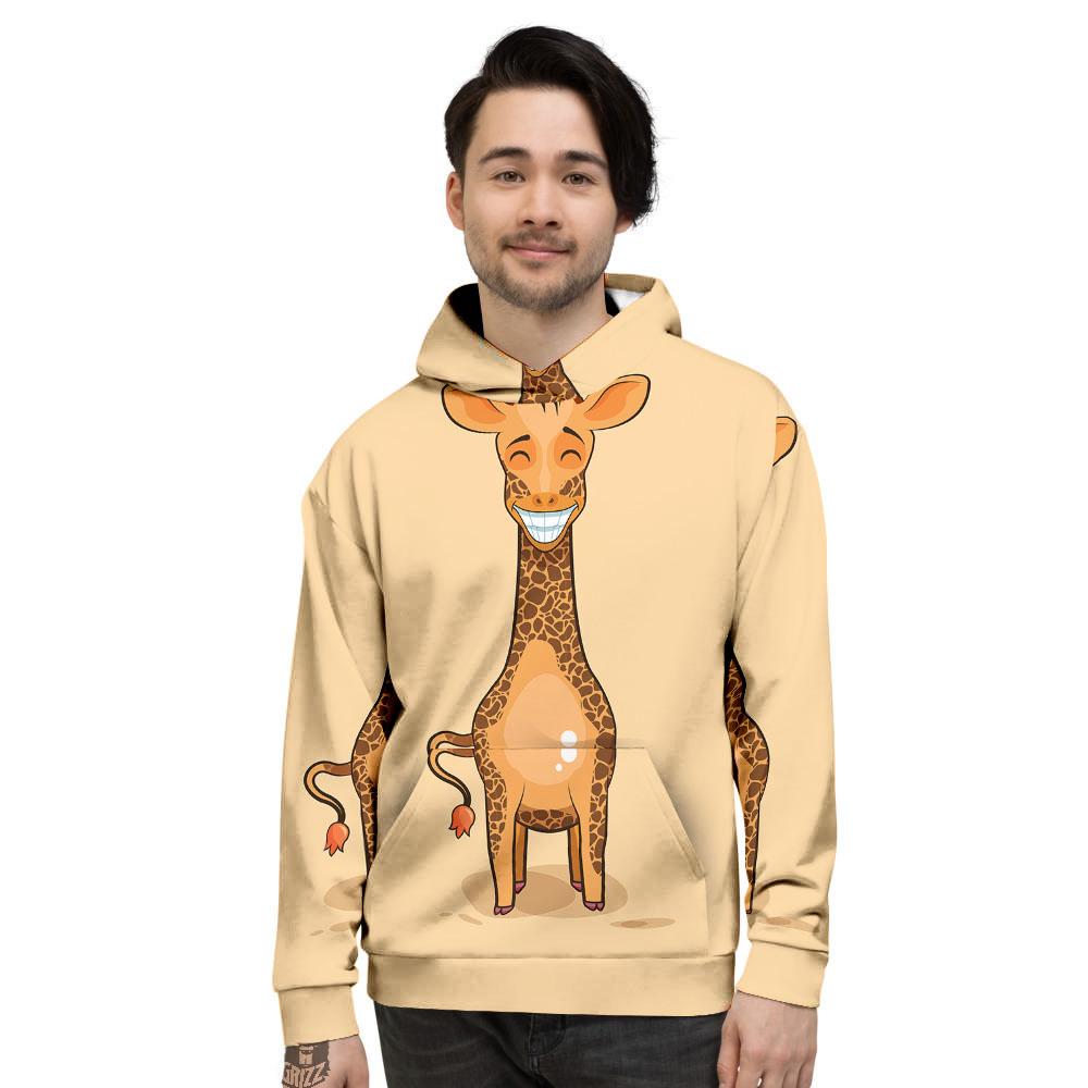 Giraffe Smiley Face Print Men's Hoodie-grizzshop